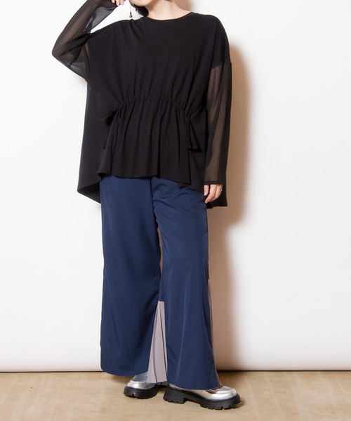 OSMOSIS（オズモーシス）の「バックプリーツヘムパンツ（その他パンツ・レディース・ネイビー/ブラック/ライトベージュ・ONE SIZE）」の11枚目の写真