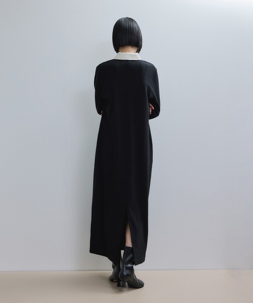 【今季新作】ADAM ET ROPÉ FEMMEポロシャツワンピース　ブラック ADAM ET ROPE' ワンピース 「WEB限定」ポロシャツワンピース