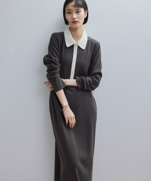 新品 ADAM ET ROPE' 24AW ポロシャツワンピース チャコール ADAM ET ROPE' 24AW ポロシャツワンピース チャコール ADAM ET ROPE