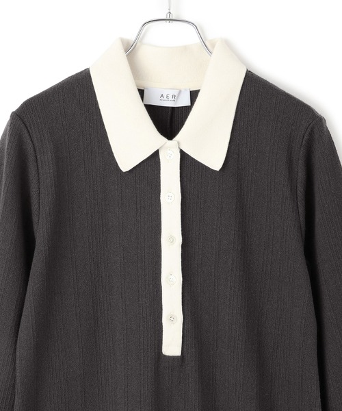 新品 ADAM ET ROPE' 24AW ポロシャツワンピース チャコール ADAM ET ROPE' ワンピース 「WEB限定」ポロシャツワンピース