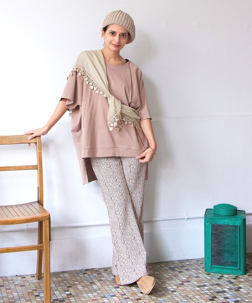 チャイハネ（チャイハネ）の「【チャイハネ】ドルマンスリーブトップス＆タンクトップ2点セット（アンサンブル・レディース・ベージュ/オレンジ/ホワイト/ブラック・FREE）」の12枚目の写真