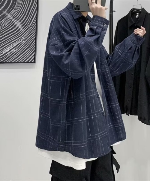 SHEPP(シープ)の「アソートルーズシャツ コーデュロイ/チェックシャツ(シャツ/ブラウス・メンズ・グレー/ブラック/チャコール/ネイビー・L/M)」の18枚目の写真