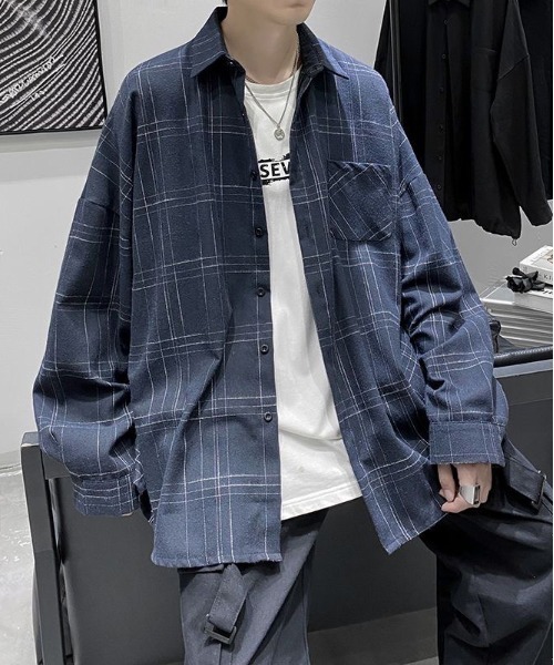 SHEPP(シープ)の「アソートルーズシャツ コーデュロイ/チェックシャツ(シャツ/ブラウス・メンズ・グレー/ブラック/チャコール/ネイビー・L/M)」の17枚目の写真