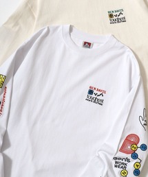 BEN DAVIS/ベンデイビス MULT-CULTURAL EMB LS TEE/オーバーサイズ ストリート 袖プリント ロゴ ワンポイント刺繍 ロングスリーブTシャツ/ロンT/レディース メンズ/2025AW 秋冬