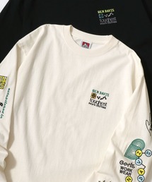 BEN DAVIS/ベンデイビス MULT-CULTURAL EMB LS TEE/オーバーサイズ ストリート 袖プリント ロゴ ワンポイント刺繍 ロングスリーブTシャツ/ロンT/レディース メンズ/2025AW 秋冬
