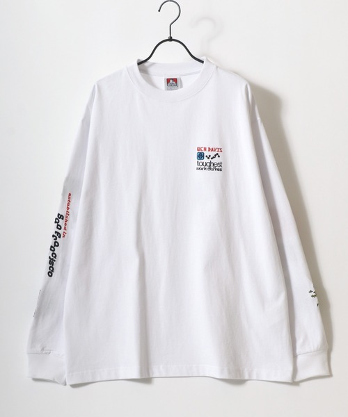 BEN DAVIS(ベンデイビス)の「BEN DAVIS/ベンデイビス MULT-CULTURAL EMB LS TEE/オーバーサイズ ストリート 袖プリント ロゴ ワンポイント刺繍 ロングスリーブTシャツ/ロンT/レディース メンズ/2025AW 秋冬(Tシャツ/カットソー・メンズ・ホワイト/ブラック/オフホワイト・M/L/XL)」の4枚目の写真