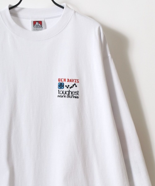 BEN DAVIS(ベンデイビス)の「BEN DAVIS/ベンデイビス MULT-CULTURAL EMB LS TEE/オーバーサイズ ストリート 袖プリント ロゴ ワンポイント刺繍 ロングスリーブTシャツ/ロンT/レディース メンズ/2025AW 秋冬(Tシャツ/カットソー・メンズ・ホワイト/ブラック/オフホワイト・M/L/XL)」の10枚目の写真