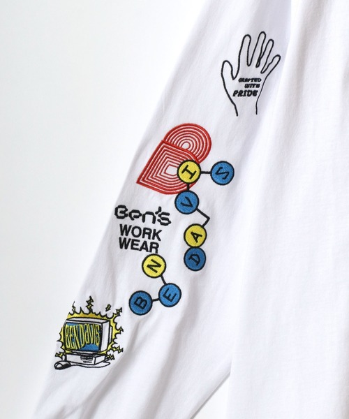 BEN DAVIS(ベンデイビス)の「BEN DAVIS/ベンデイビス MULT-CULTURAL EMB LS TEE/オーバーサイズ ストリート 袖プリント ロゴ ワンポイント刺繍 ロングスリーブTシャツ/ロンT/レディース メンズ/2025AW 秋冬(Tシャツ/カットソー・メンズ・ホワイト/ブラック/オフホワイト・M/L/XL)」の13枚目の写真