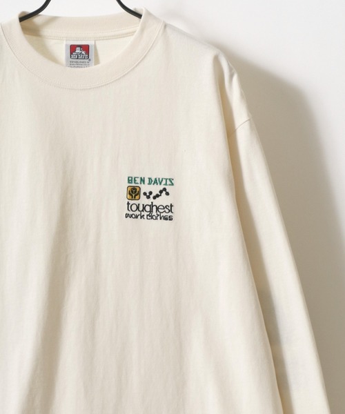 BEN DAVIS(ベンデイビス)の「BEN DAVIS/ベンデイビス MULT-CULTURAL EMB LS TEE/オーバーサイズ ストリート 袖プリント ロゴ ワンポイント刺繍 ロングスリーブTシャツ/ロンT/レディース メンズ/2025AW 秋冬(Tシャツ/カットソー・メンズ・ホワイト/ブラック/オフホワイト・M/L/XL)」の8枚目の写真