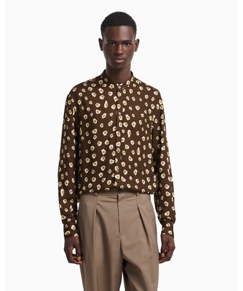 エンポリオ アルマーニ】グルカラーシャツ フルイドファブリック