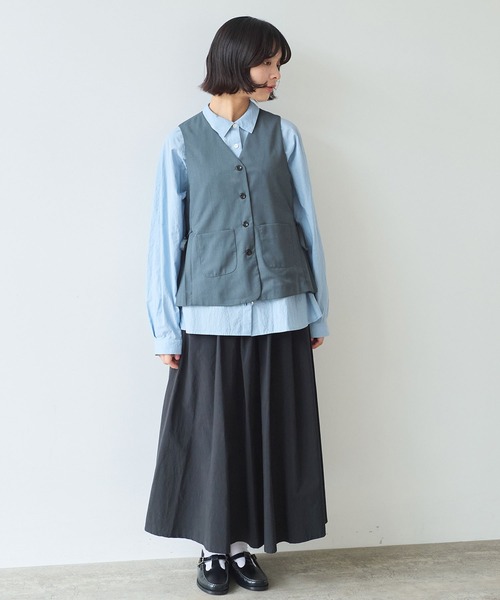 bulle de savon（ビュルデサボン）の「△T/R サイドプリーツベスト（ベスト・レディース・グレー/ブラック・FREE）」の9枚目の写真