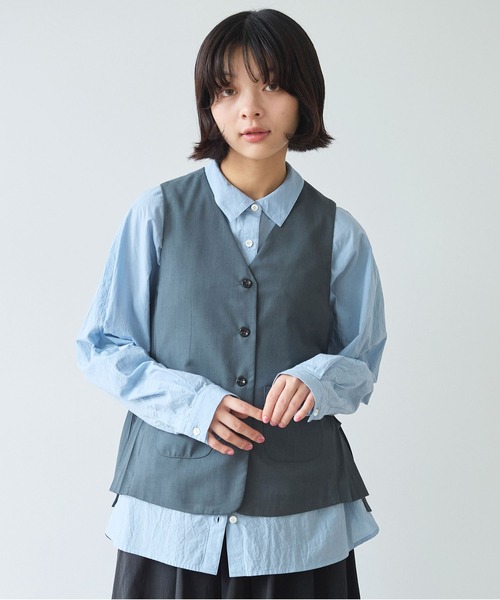 bulle de savon（ビュルデサボン）の「△T/R サイドプリーツベスト（ベスト・レディース・グレー/ブラック・FREE）」の3枚目の写真