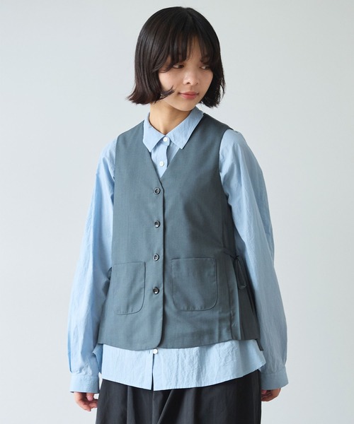 bulle de savon（ビュルデサボン）の「△T/R サイドプリーツベスト（ベスト・レディース・グレー/ブラック・FREE）」の4枚目の写真