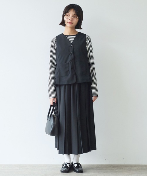 bulle de savon（ビュルデサボン）の「△T/R サイドプリーツベスト（ベスト・レディース・グレー/ブラック・FREE）」の18枚目の写真