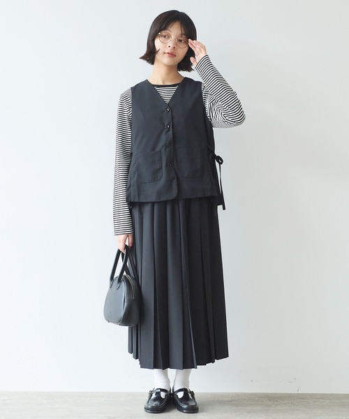 bulle de savon（ビュルデサボン）の「△T/R サイドプリーツベスト（ベスト・レディース・グレー/ブラック・FREE）」の19枚目の写真