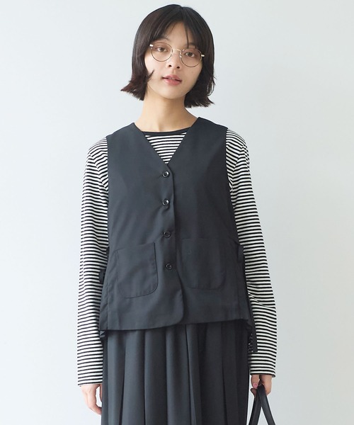 bulle de savon（ビュルデサボン）の「△T/R サイドプリーツベスト（ベスト・レディース・グレー/ブラック・FREE）」の14枚目の写真