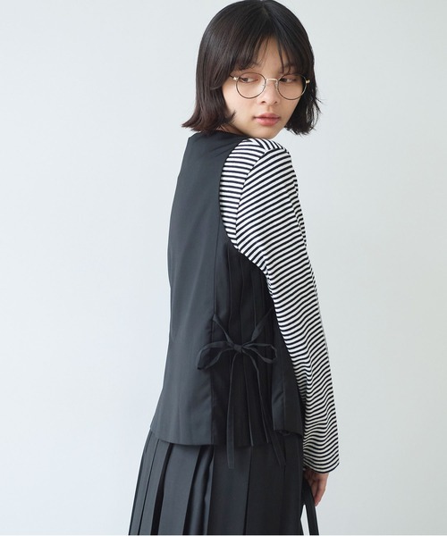 bulle de savon（ビュルデサボン）の「△T/R サイドプリーツベスト（ベスト・レディース・グレー/ブラック・FREE）」の16枚目の写真