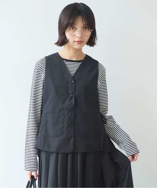 bulle de savon（ビュルデサボン）の「△T/R サイドプリーツベスト（ベスト・レディース・グレー/ブラック・FREE）」の13枚目の写真