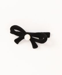 bibmilk(ru~N)BIBMILK VELVET RIBBON CLIP w/PEARL 5.5cm(ob^/wANbv)