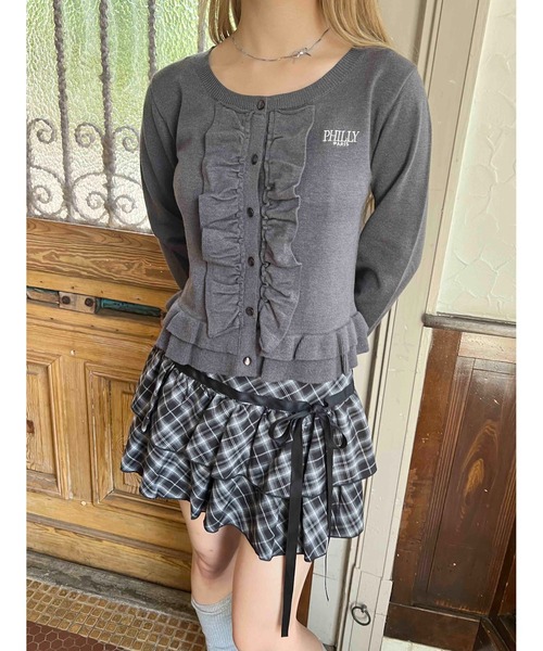 PHILLY（フィリー）の「《秋冬新作★》フリルニットカーディガン（ニット/セーター・レディース・グレー/ブラック/レッド・FREE）」の8枚目の写真