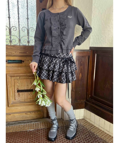 PHILLY（フィリー）の「《秋冬新作★》フリルニットカーディガン（ニット/セーター・レディース・グレー/ブラック/レッド・FREE）」の9枚目の写真