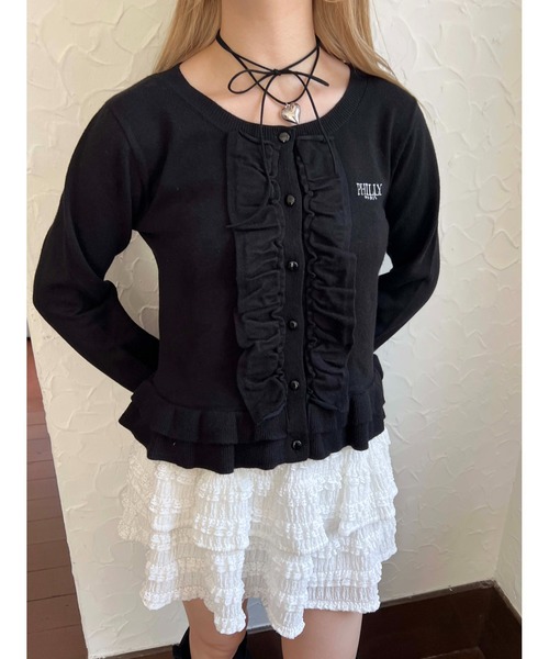PHILLY（フィリー）の「《秋冬新作★》フリルニットカーディガン（ニット/セーター・レディース・グレー/ブラック/レッド・FREE）」の4枚目の写真