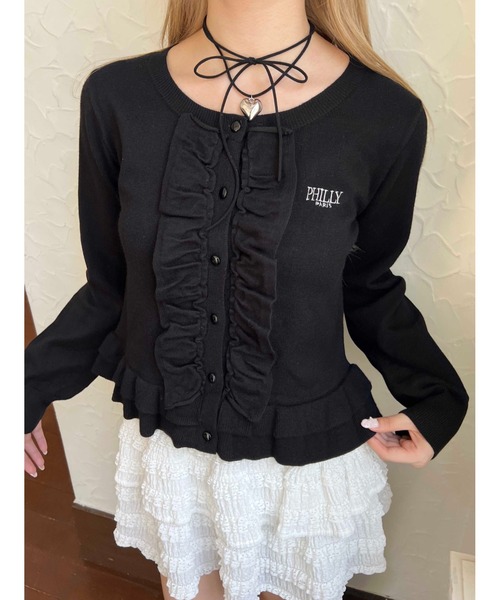PHILLY（フィリー）の「《秋冬新作★》フリルニットカーディガン（ニット/セーター・レディース・グレー/ブラック/レッド・FREE）」の5枚目の写真