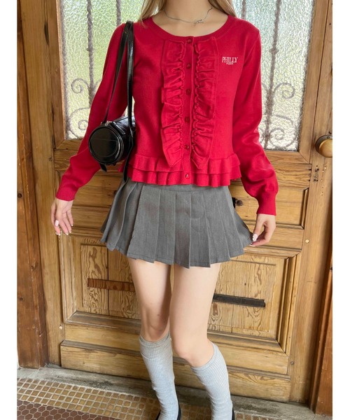 PHILLY（フィリー）の「《秋冬新作★》フリルニットカーディガン（ニット/セーター・レディース・グレー/ブラック/レッド・FREE）」の12枚目の写真