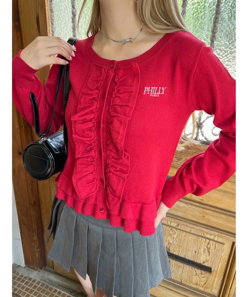 PHILLY（フィリー）の「《秋冬新作★》フリルニットカーディガン（ニット/セーター・レディース・グレー/ブラック/レッド・FREE）」の11枚目の写真
