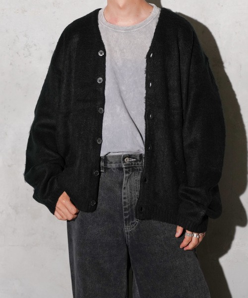 TOWNCRAFT（タウンクラフト）の「TOWNCRAFT / タウンクラフト SOLID SHAGGY CARDIGAN 無地 ソリッドシャギーカーディガン モヘアタッチ（カーディガン/ボレロ・メンズ・ネイビー/チャコールグレー/ヘザーグレー/グリーン/ピンク/ブラック/ブラウン・X-SMALL/SMALL/MEDIUM/LARGE）」の8枚目の写真