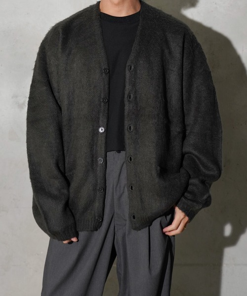 TOWNCRAFT（タウンクラフト）の「TOWNCRAFT / タウンクラフト SOLID SHAGGY CARDIGAN 無地 ソリッドシャギーカーディガン モヘアタッチ（カーディガン/ボレロ・メンズ・ネイビー/チャコールグレー/ヘザーグレー/グリーン/ピンク/ブラック/ブラウン・X-SMALL/SMALL/MEDIUM/LARGE）」の10枚目の写真