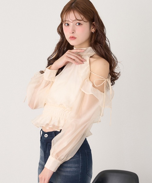 one after another NICE CLAUP（ワンアフターアナザーナイスクラップ）の「バックリボンアメスリブラウス（シャツ/ブラウス・レディース・ブラウン/アイボリー/ピンク/ブラック/ネイビー/ドット・FREE）」の8枚目の写真