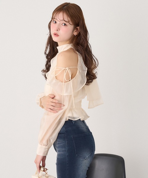 one after another NICE CLAUP（ワンアフターアナザーナイスクラップ）の「バックリボンアメスリブラウス（シャツ/ブラウス・レディース・ブラウン/アイボリー/ピンク/ブラック/ネイビー/ドット・FREE）」の7枚目の写真