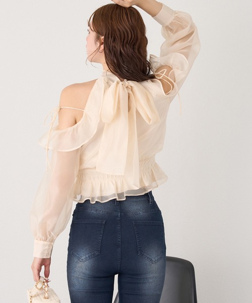 one after another NICE CLAUP（ワンアフターアナザーナイスクラップ）の「バックリボンアメスリブラウス（シャツ/ブラウス・レディース・ブラウン/アイボリー/ピンク/ブラック/ネイビー/ドット・FREE）」の9枚目の写真