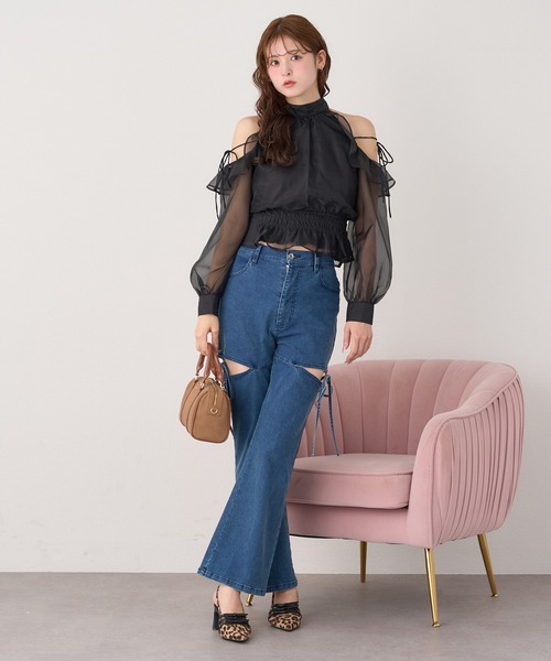 one after another NICE CLAUP（ワンアフターアナザーナイスクラップ）の「バックリボンアメスリブラウス（シャツ/ブラウス・レディース・ブラウン/アイボリー/ピンク/ブラック/ネイビー/ドット・FREE）」の21枚目の写真