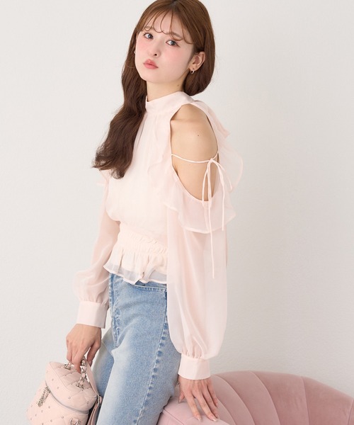 one after another NICE CLAUP（ワンアフターアナザーナイスクラップ）の「バックリボンアメスリブラウス（シャツ/ブラウス・レディース・ブラウン/アイボリー/ピンク/ブラック/ネイビー/ドット・FREE）」の15枚目の写真