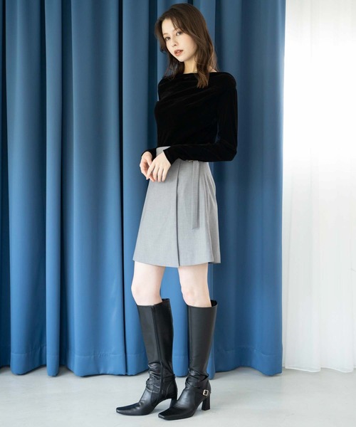 NOELA(ノエラ)の「ラップミニスカート(スカート・レディース・グレー/ベージュ・S/M)」の4枚目の写真