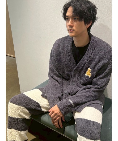gelato pique(ジェラートピケ)の「【ONLINE限定】【HOMME】ベビモコベアワンポイントカーディガン(ルームウェア/パジャマ・メンズ・ダークグレー/ネイビー/ベージュ/ミント・M/XL/L)」の1枚目の写真