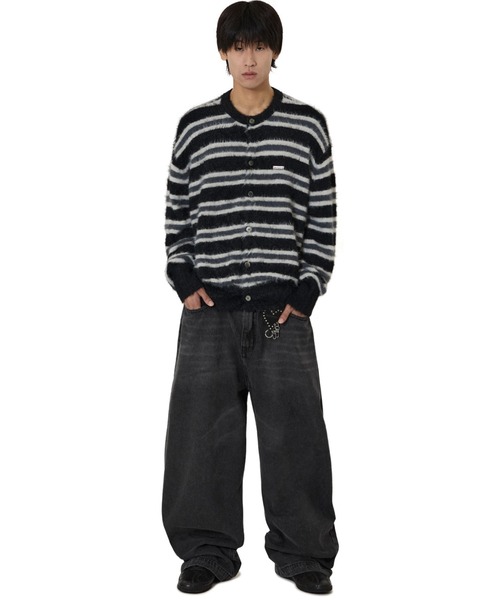 OY（オーワイ）の「『OY/オーワイ』HAIRY STRIPE KNIT CARDIGAN/ヘアリーストライプ ニットカーディガン（カーディガン/ボレロ・レディース・ブルー/ブラック/アイボリー/レッド・L/M）」の8枚目の写真