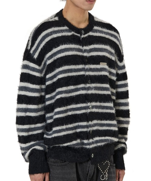 OY（オーワイ）の「『OY/オーワイ』HAIRY STRIPE KNIT CARDIGAN/ヘアリーストライプ ニットカーディガン（カーディガン/ボレロ・レディース・ブルー/ブラック/アイボリー/レッド・L/M）」の6枚目の写真