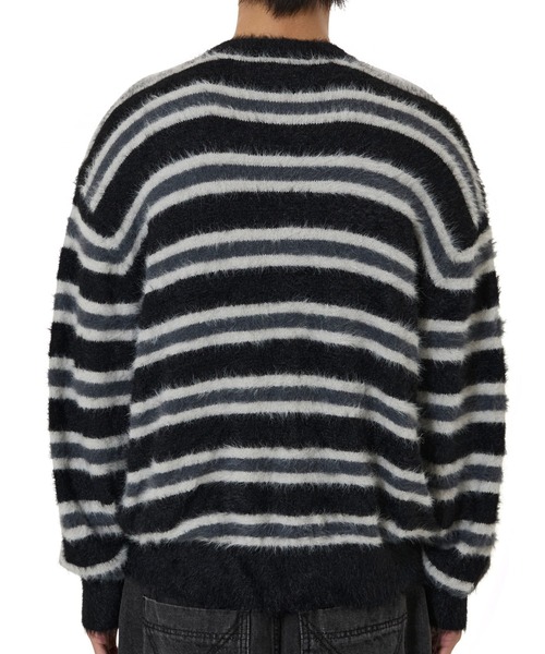 OY（オーワイ）の「『OY/オーワイ』HAIRY STRIPE KNIT CARDIGAN/ヘアリーストライプ ニットカーディガン（カーディガン/ボレロ・レディース・ブルー/ブラック/アイボリー/レッド・L/M）」の7枚目の写真