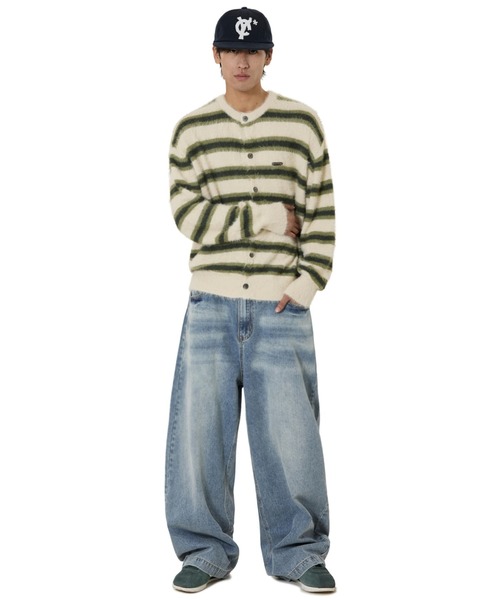 OY（オーワイ）の「『OY/オーワイ』HAIRY STRIPE KNIT CARDIGAN/ヘアリーストライプ ニットカーディガン（カーディガン/ボレロ・レディース・ブルー/ブラック/アイボリー/レッド・L/M）」の13枚目の写真