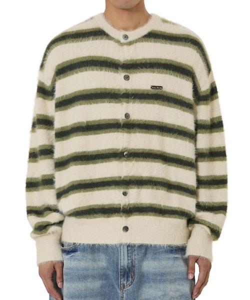OY（オーワイ）の「『OY/オーワイ』HAIRY STRIPE KNIT CARDIGAN/ヘアリーストライプ ニットカーディガン（カーディガン/ボレロ・レディース・ブルー/ブラック/アイボリー/レッド・L/M）」の10枚目の写真