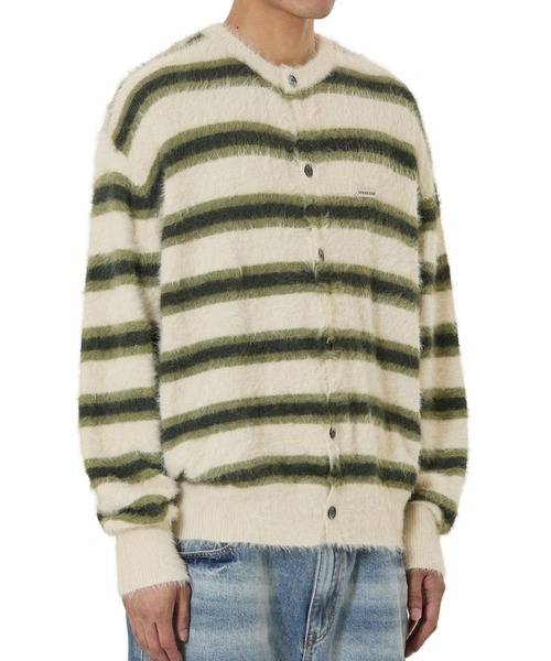 OY（オーワイ）の「『OY/オーワイ』HAIRY STRIPE KNIT CARDIGAN/ヘアリーストライプ ニットカーディガン（カーディガン/ボレロ・レディース・ブルー/ブラック/アイボリー/レッド・L/M）」の11枚目の写真