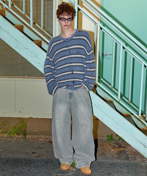 OY（オーワイ）の「『OY/オーワイ』HAIRY STRIPE KNIT CARDIGAN/ヘアリーストライプ ニットカーディガン（カーディガン/ボレロ・レディース・ブルー/ブラック/アイボリー/レッド・L/M）」の20枚目の写真