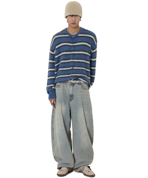 OY（オーワイ）の「『OY/オーワイ』HAIRY STRIPE KNIT CARDIGAN/ヘアリーストライプ ニットカーディガン（カーディガン/ボレロ・レディース・ブルー/ブラック/アイボリー/レッド・L/M）」の21枚目の写真