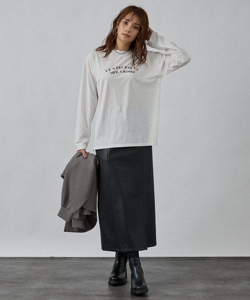 abahouse mavie(アバハウスマヴィ)の「ロゴロンT(Tシャツ/カットソー・レディース・チャコールグレー/ブラウン/ホワイト系その他・フリー)」の5枚目の写真