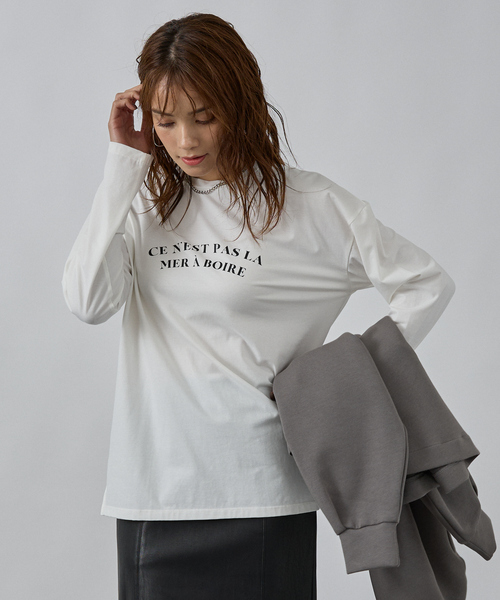 abahouse mavie(アバハウスマヴィ)の「ロゴロンT(Tシャツ/カットソー・レディース・チャコールグレー/ブラウン/ホワイト系その他・フリー)」の8枚目の写真