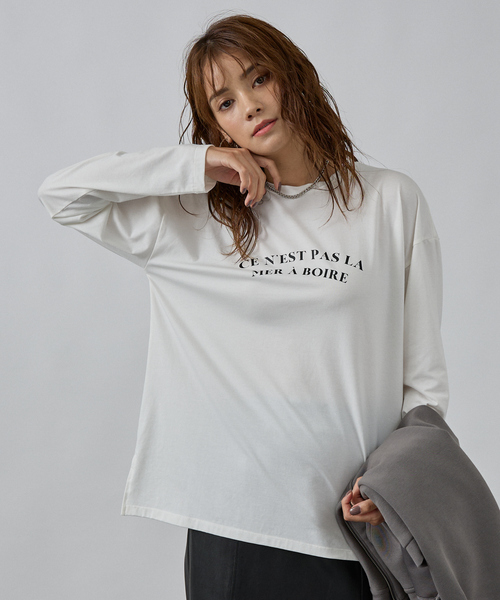 abahouse mavie(アバハウスマヴィ)の「ロゴロンT(Tシャツ/カットソー・レディース・チャコールグレー/ブラウン/ホワイト系その他・フリー)」の9枚目の写真