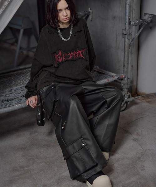 ERAR(エラー)の「【ERAR】PU合皮サスペンダースーパーワイドハイギミックメタルパーツカーゴパンツ(カーゴパンツ・メンズ・ブラック系/ブラック・XL/L/M/S)」の6枚目の写真